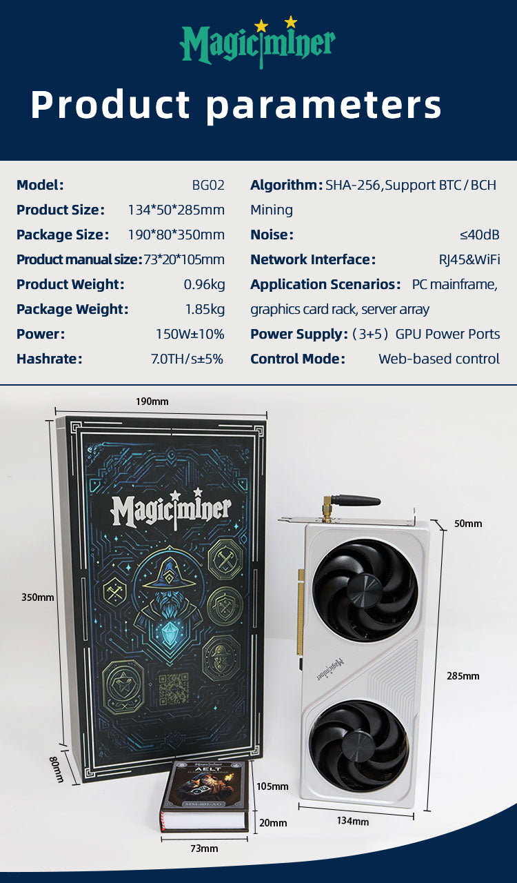 MagicMiner BG02 Home Bitcoin Miner — 7 TH/s · 150 W · Silent Desktop Hashing