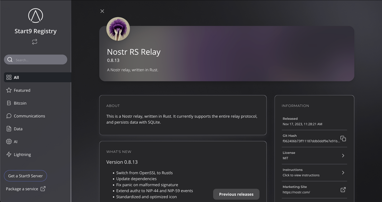 Start9 Server One Full Node