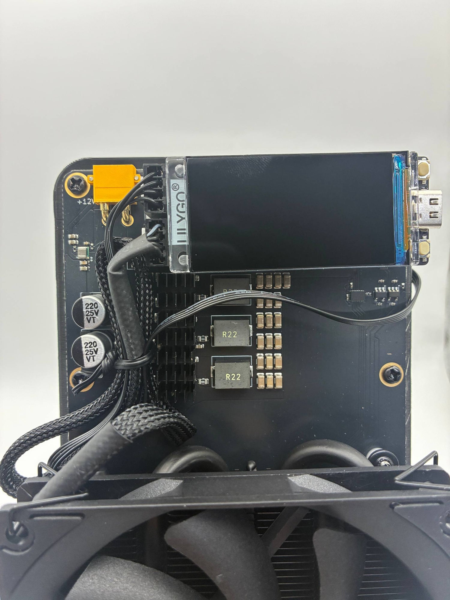 NerdQaxe++ Rev-6 PRO Desktop Bitcoin Miner · Up to 6 TH/s · XT30 Power · Dual Cooling Fans · Quiet, Refined Performance