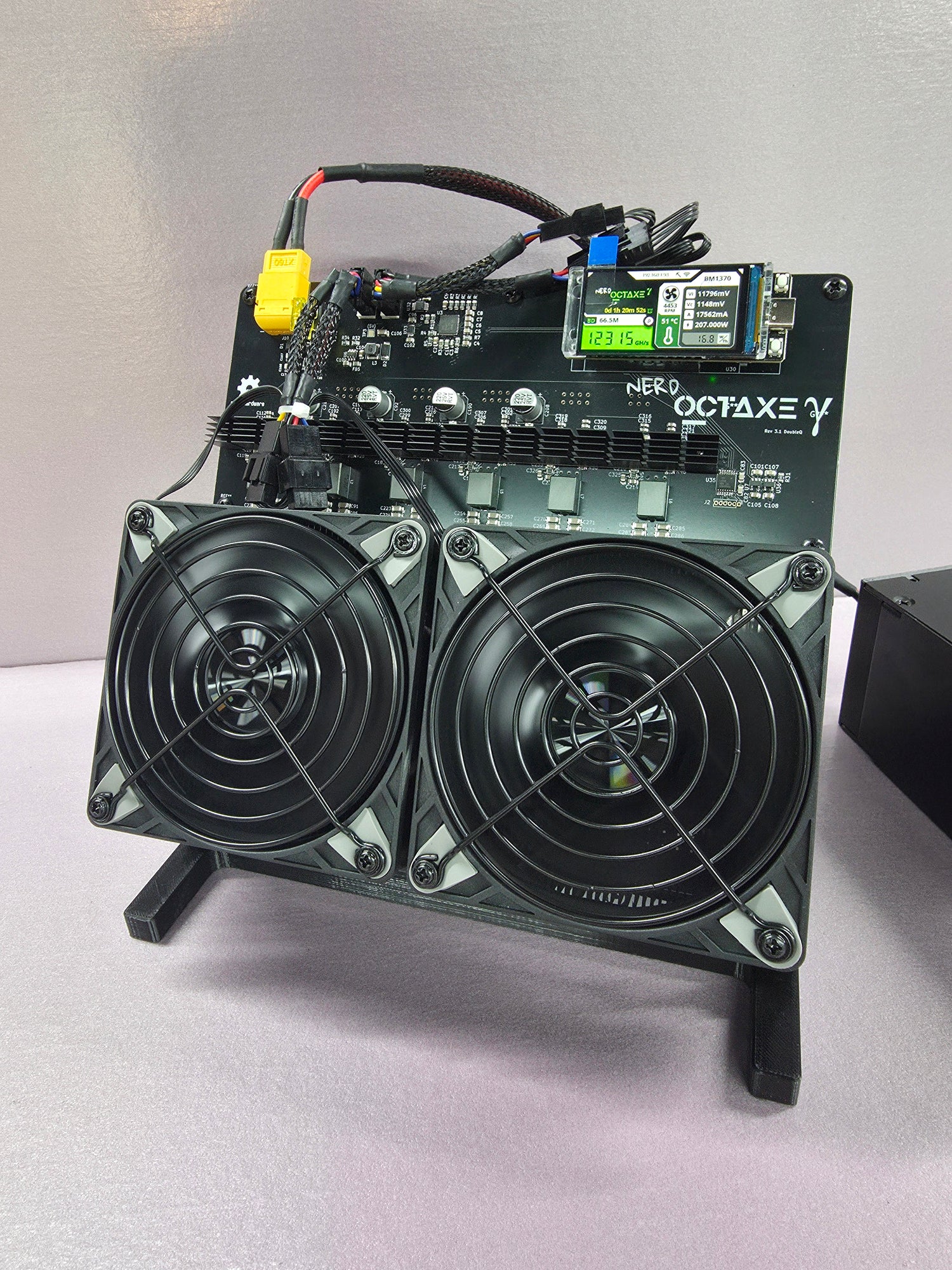 NerdOctaxe Titan Home Bitcoin Miner · 12 TH/s ·  — 8 × BM1370 · ~135-210W · Dual-Rear Fans · Silent, Efficient Power